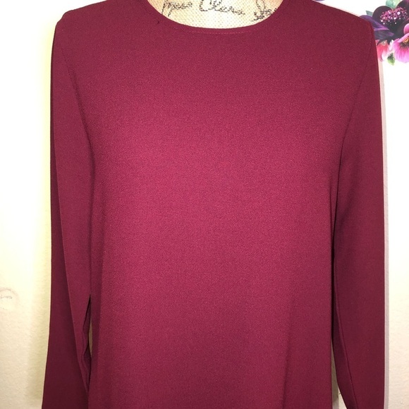 Mudpie Dress Long Sleeve Ruffle Bottom Cranberry Colored Dress Size Small - Picture 3 of 8